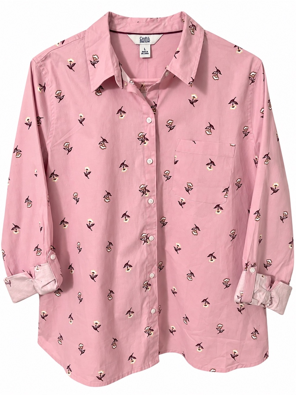 Women’s croft & barrow Pink Floral Button-Down Shirt size large